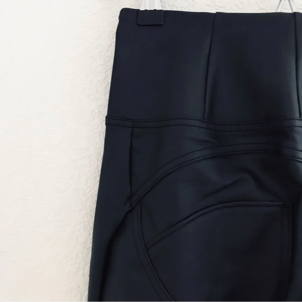 FREDDY WRUP Faux Leather High Waisted Pants Ankle Length Black